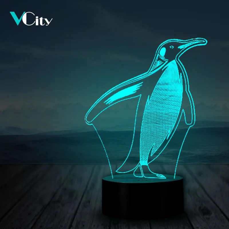 

Ночник VCity в виде пингвина с сенсорным или дистанционным управлением, креативный светильник с изменением 7 цветов, праздничный комнатный св...