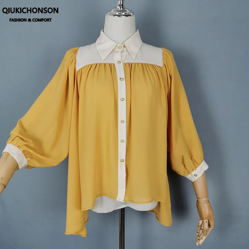 Асимметричный блуза из шифона со сборками сезон: весна-лето топы дамы элегантное