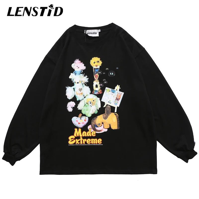 Футболка LENSTID мужская оверсайз в стиле хип хоп с набивными игрушками уличная