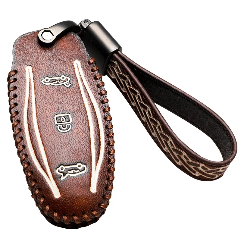 Car Geunine Leather Key Wallet Cover Case Keychain Pocket For Tesla Model S X Holder Protect Accessories | Автомобили и мотоциклы