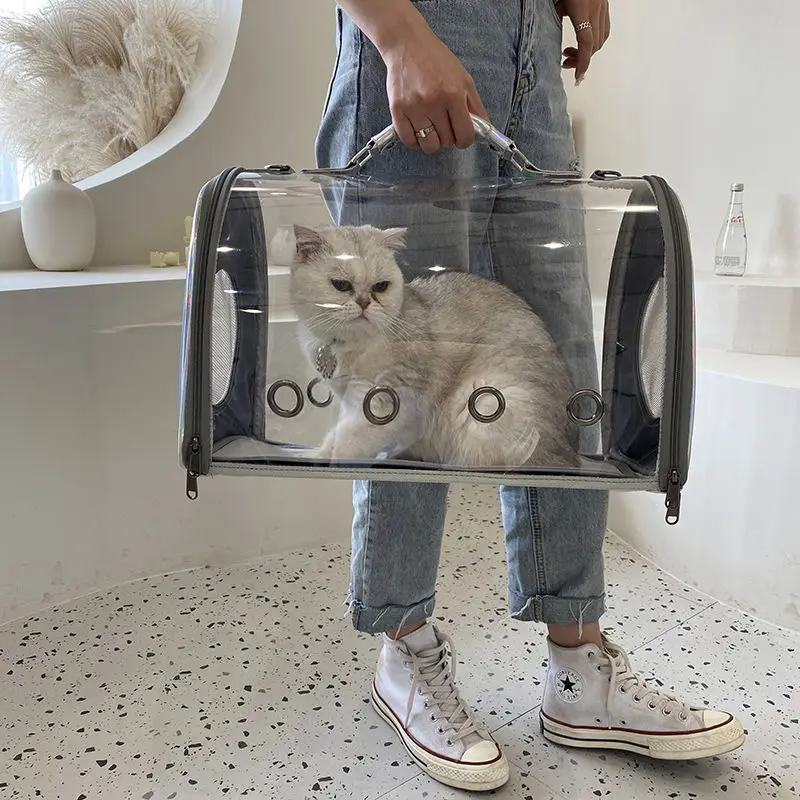

Cat backpack carrier Cat bag portable bag space capsule Pet backpack Cat cage double shoulder transparent cat schoolbag