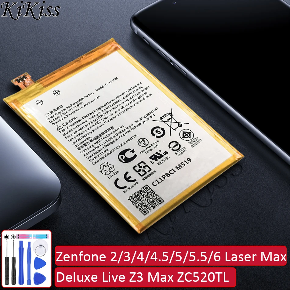 

Cell Phone Battery For ASUS Zenfone 2 3 4 4.5 5 5.5 6 Laser Max Deluxe Live Z3 Max ZC520TL C11P1611 C11P1612 C11P1404 C11P1501