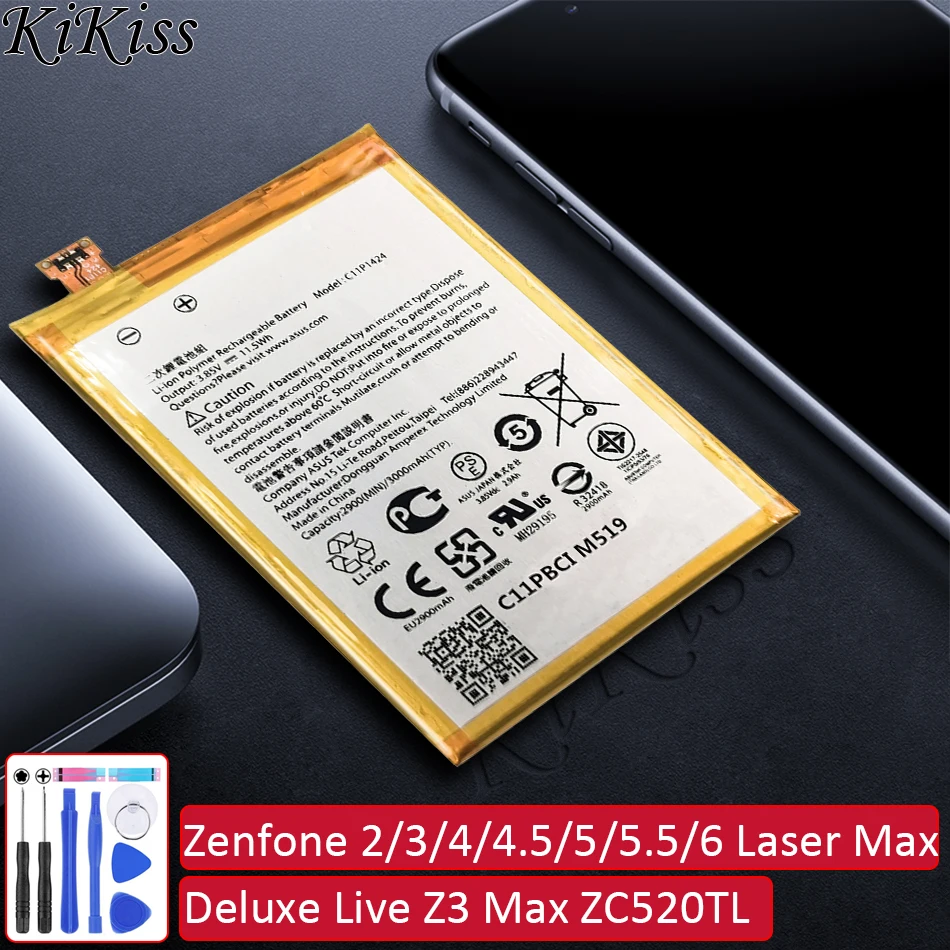 Аккумулятор для сотового телефона ASUS Zenfone 2 3 4 5 6 Laser Max Deluxe Live Z3 ZC520TL C11P1611 C11P1612 C11P1404