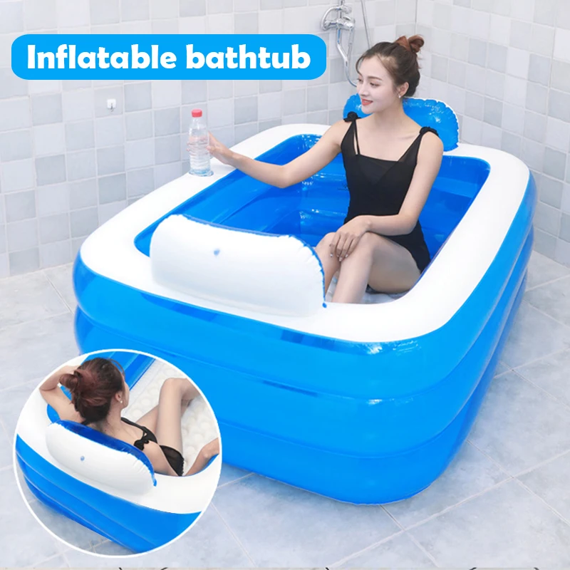 

Hot Tub Couple Bath Barrel Thick 3 Layer Double Bathtub Inflatable Foldable Tub Thickened Large Size Tub For Adult Home PUZ777