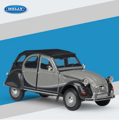 WELLY 1:24 весы CITROEN 2CV 6 Charleston литье под давлением металлическая классическая модель автомобиля игрушечный автомобиль из сплава для детей Коллекция подарков - Цвет: Серый