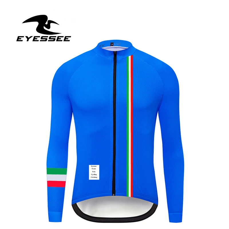 Итальянская Джерси для велоспорта EYESSEE мужская легкая ткань с длинным рукавом