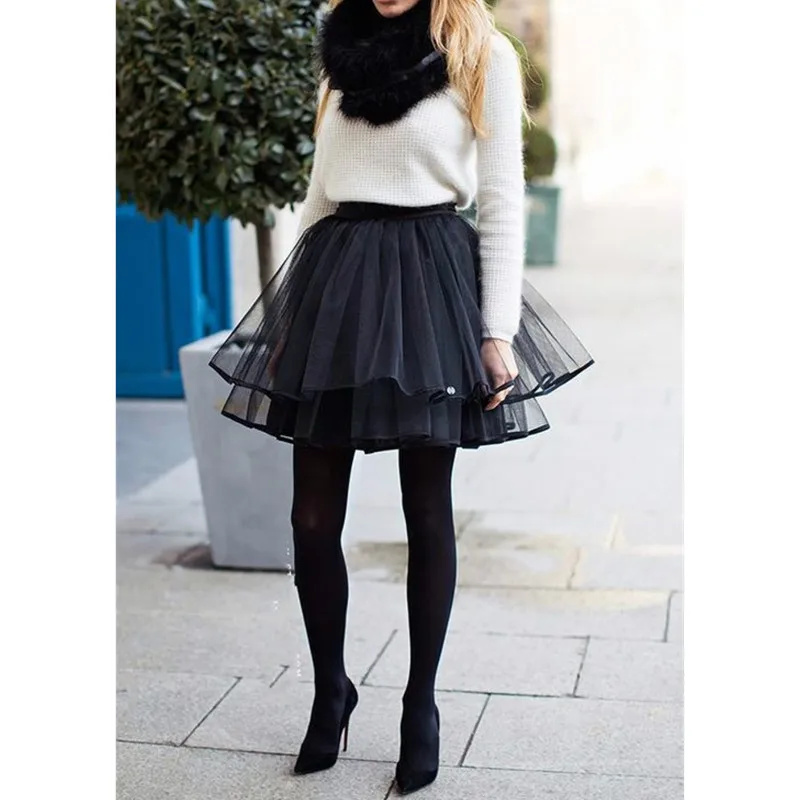 Fashion Women Black Tulle Skirt Layers Rockabilly Tutu Petticoat Ball Gown Ladies Casual A-Line Hot Sale | Женская одежда