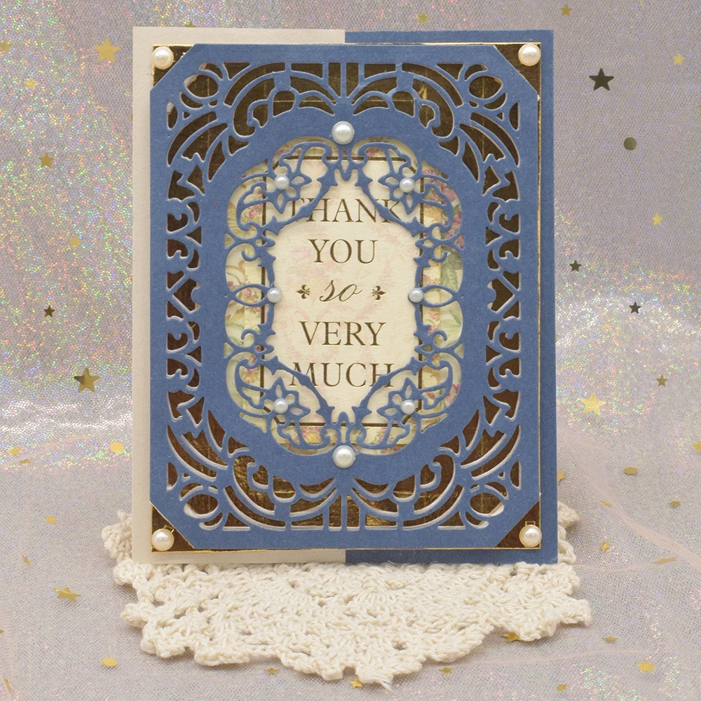 Rectangle Lace Hollow Frame Metal Cutting Dies for Scrapbooking Album Paper Gift Card Making