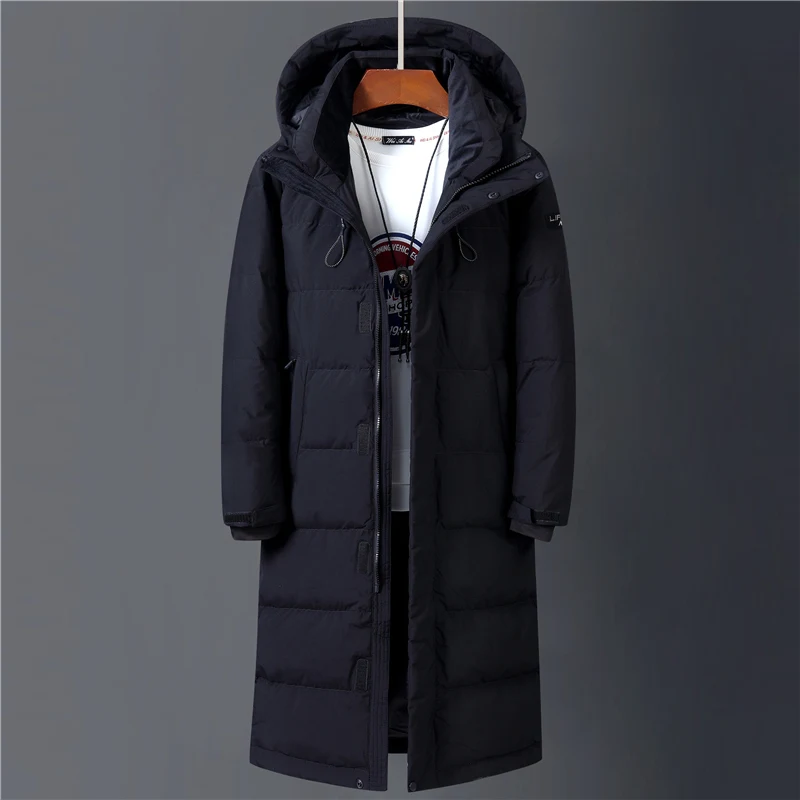 

Новинка 2021, зимняя мужская куртка на 90% белом утином пуху, модное высококачественное зимнее пальто с капюшоном, мужское длинное утепленное п...