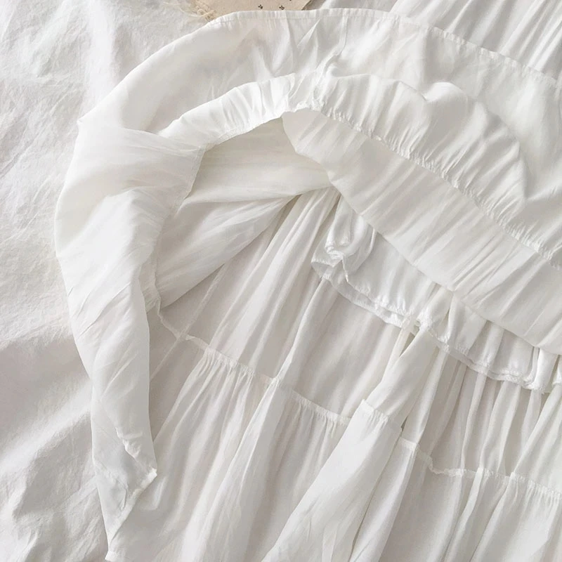 

Женская Повседневная юбка в стиле Харадзюку, милая однотонная блузка с волнистыми складками в офисном стиле, весна-лето и осень