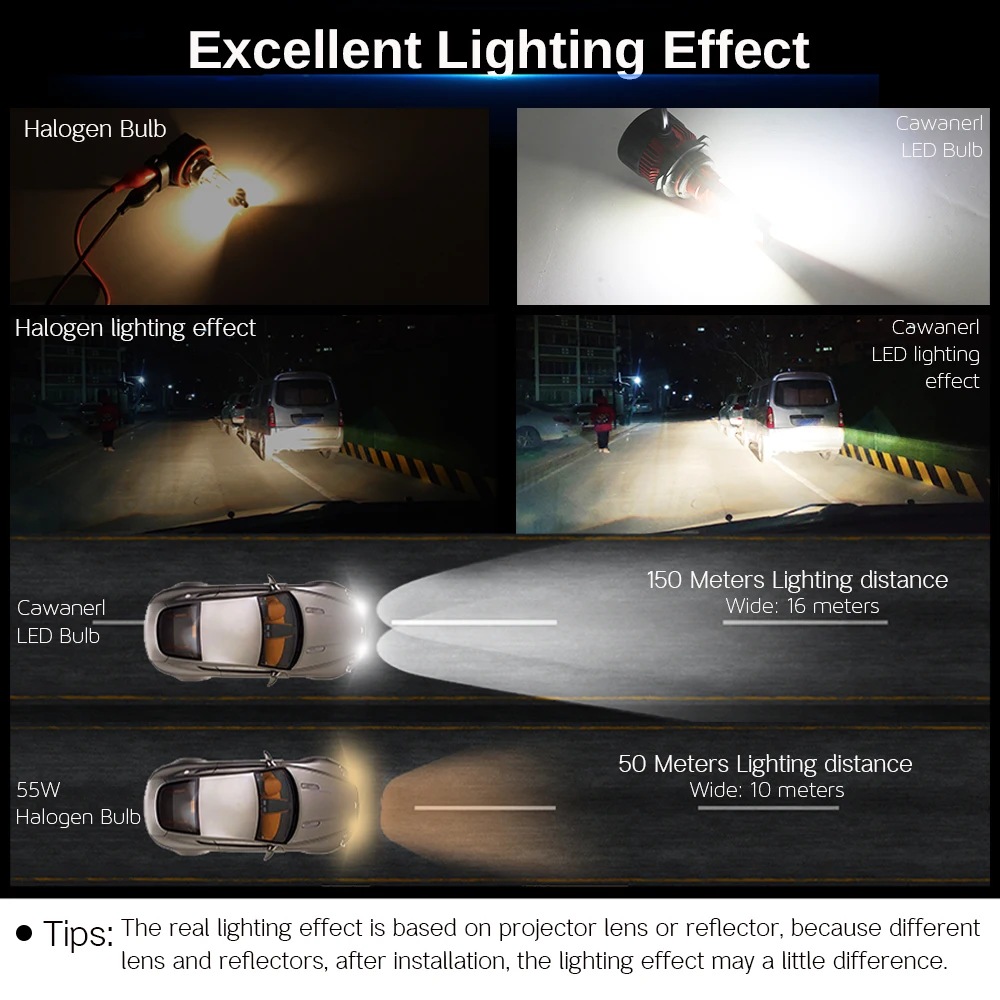 Cawanerl 4 Pieces Car LED Headlight Hi/Lo Beam Fog Light White H4 9006 9000LM 12V For Toyota RAV4 RAV 2001 2002 2003 2004 2005 | Автомобили