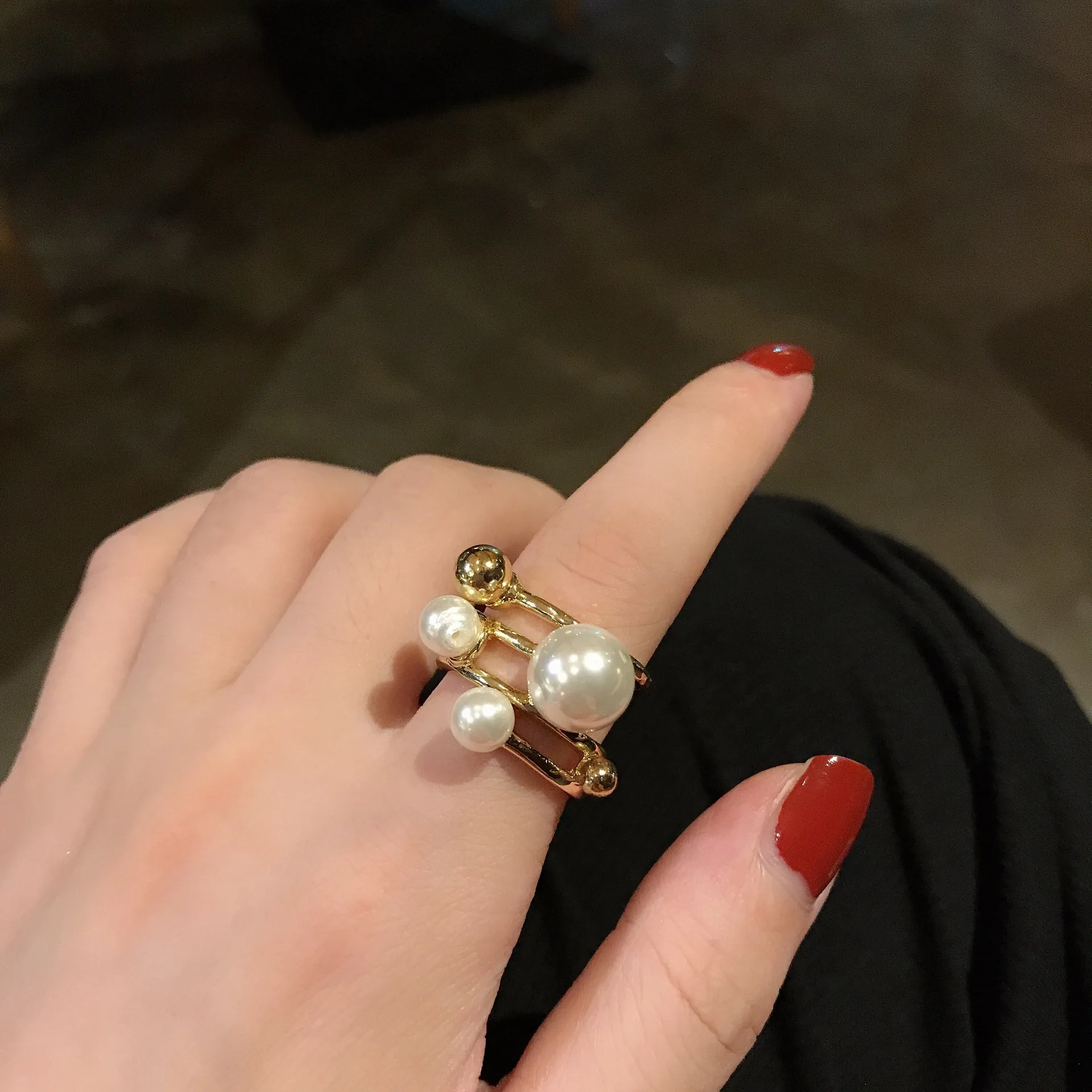 Кольцо KMVEXO женское регулируемое 2020 Искусственный Жемчужный шар | Украшения и