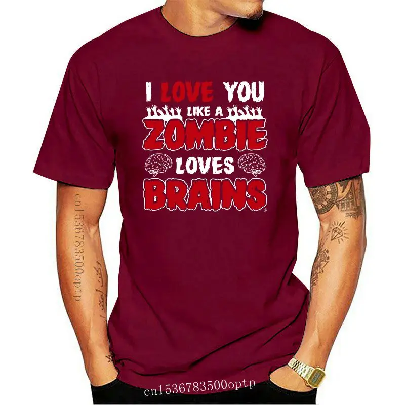 

Дизайн I Love You, как зомби, любит мозги, ходунки, немертвые мужские топы, футболка, Повседневная футболка