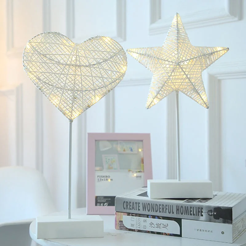 Светодиодный ночсветильник JOYLOVE в форме сердца и звезды креативная плетеная