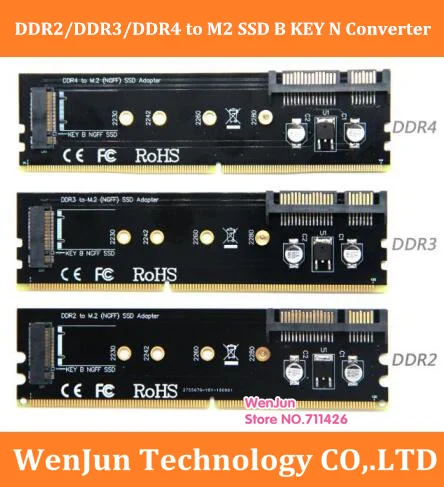 Бесплатная доставка DDR2 /DDR3/DDR4 на M.2 SSD B-Ключ адаптер карта NGFF B конвертер клавиш PCB