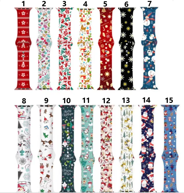 

Christmas Strap for Apple watch band 44mm 40mm 38mm 42mm Sport Silicone belt watchband bracelet iWatch series 3 4 5 se 6 band