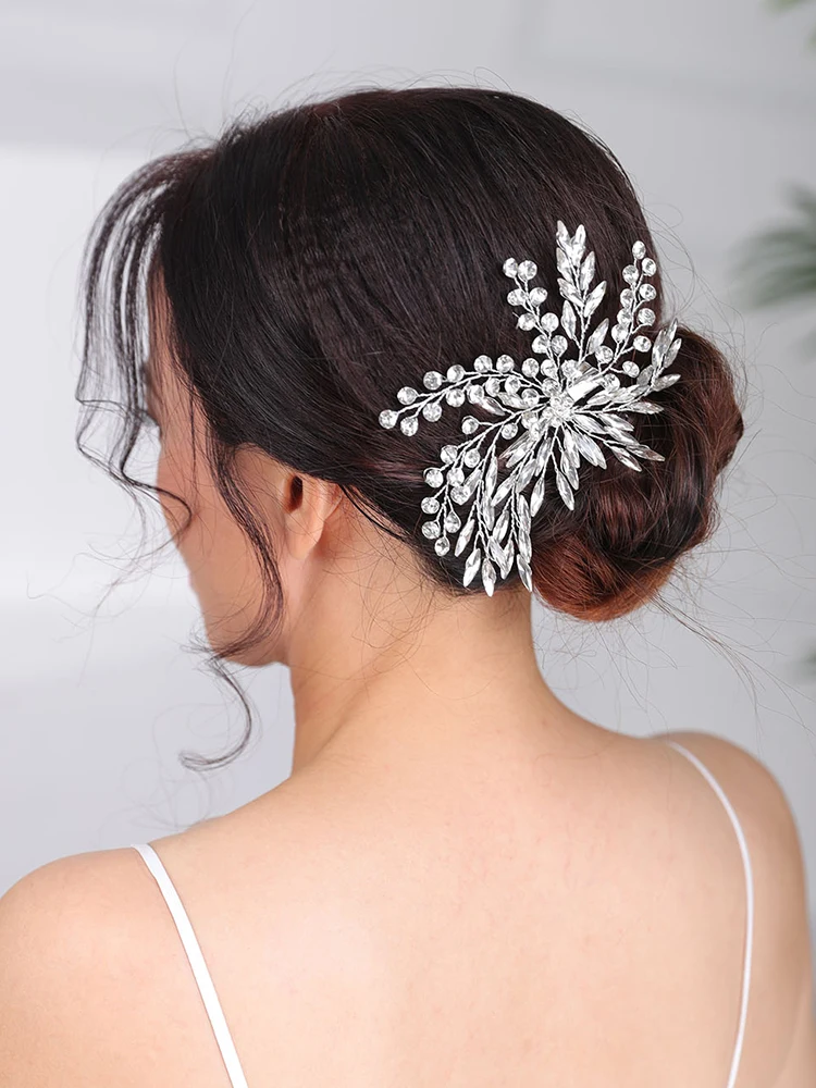 Женская заколка для волос ручной работы винтажная Серебристая свадебные