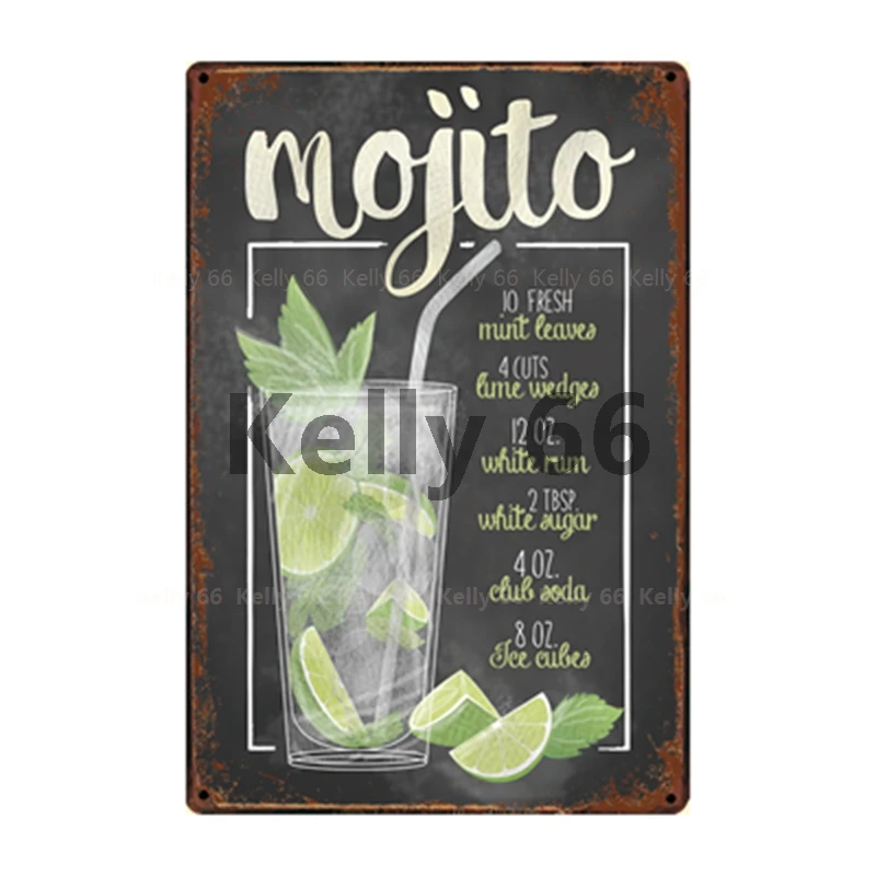 [Kelly66] коктейль Куба Mojito виски Sue Маргарита водка Металлический Знак Домашний