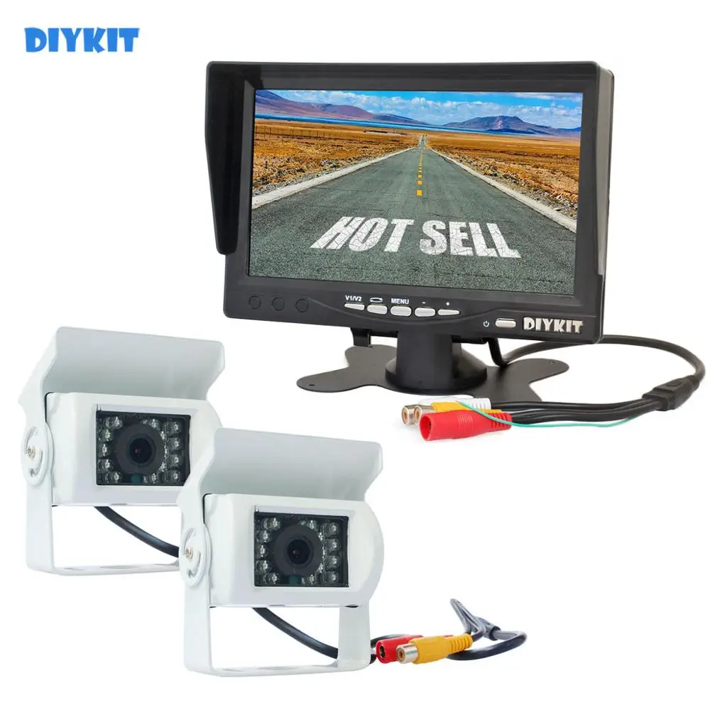 

DIYKIT IR Night Vision CCD Rear View Car Camera White + 7 inch HD TFT LCD Car Monitor Reverse Rear View Monitor Screen