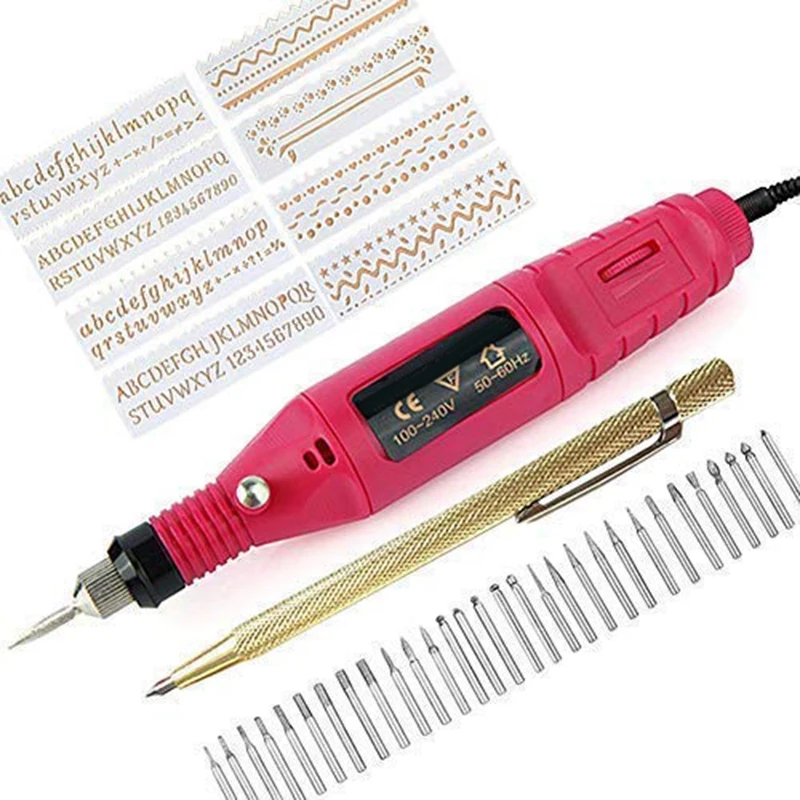 

Electric Mini Engraver Pen Mini Diy Engraving Tool Kit For Metal Gl Ceramic Plastic Wood Jewelry With Scriber Etcher 30 Bits