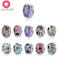 10pcs assorted color evil eye round loose beads big hole silver plated fit for pandora bracelet necklace diy jewelry accessories