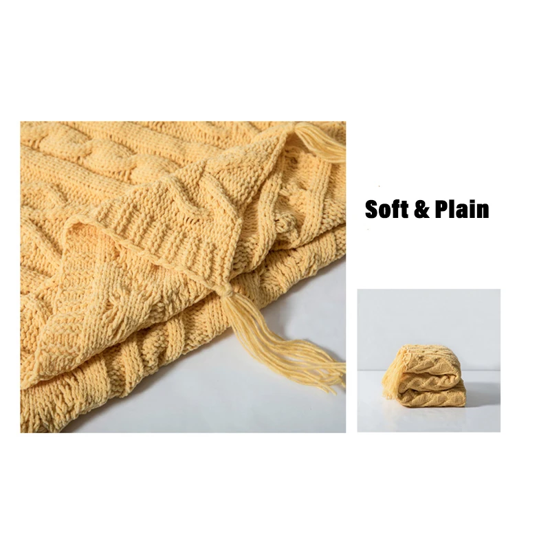 Beli Selimut Rajutan Chenille Warna Solid Penutup Sofa Lembut Seprai Dengan Rumbai Gaya Skandinavia Untuk Kursi Tempat Tidur Sofa Rumah Deco