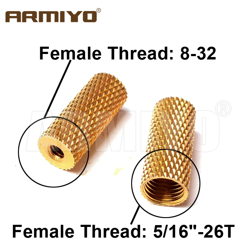 

Armiyo 2 шт./лот. 22Cal до 12GA, твердая латунная щетка, адаптер стержня, Женская резьба 8-32 до 5/16 дюйма-26T, аксессуары для чистки охоты