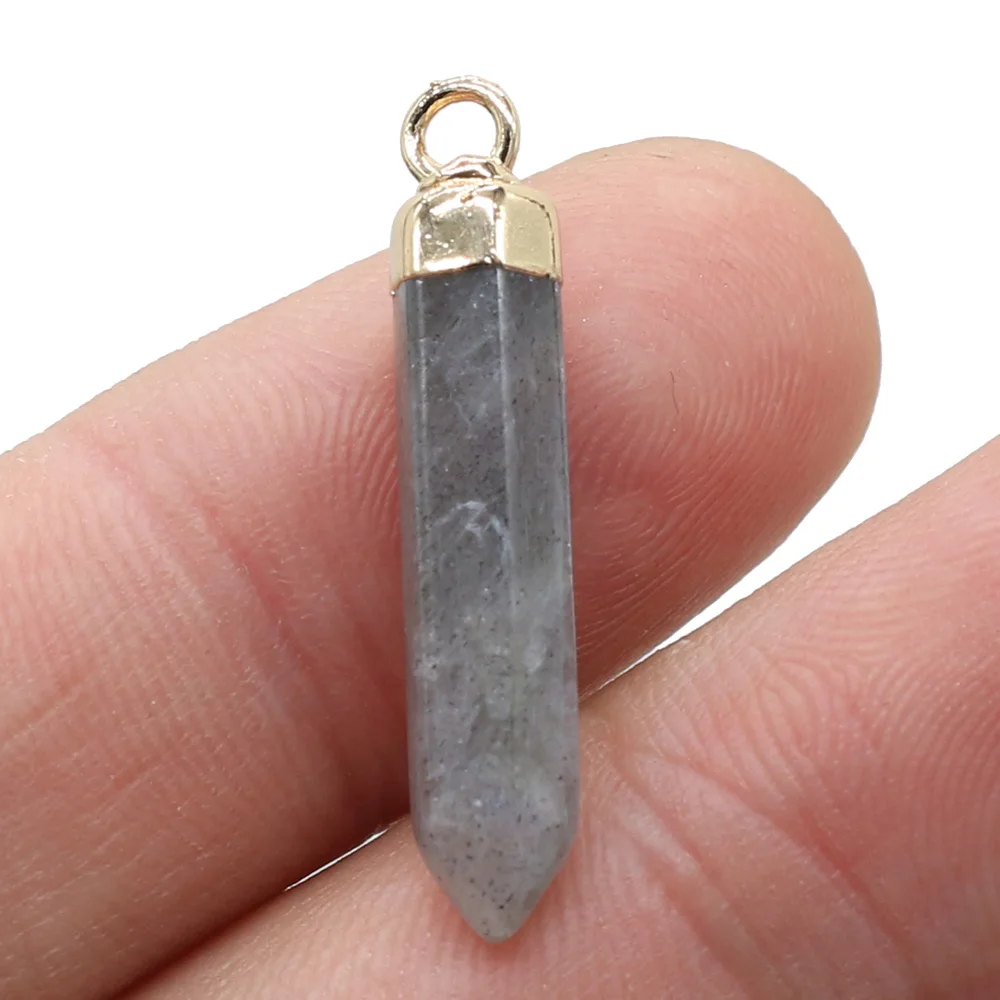 

2pcs Natural Stone Pendulum Pendant Flash Labradorite Amazonites for Reiki Heal Jewelry Making DIY Pendant Necklace