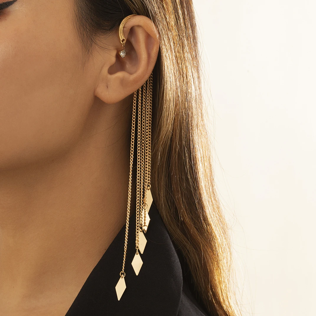 

Ingemark Kpop Long Tassel Clip Earring for Women Ladies No Piercing Fake Cartilage Exquisite Ear Bone Clips Pendientes Jewelry