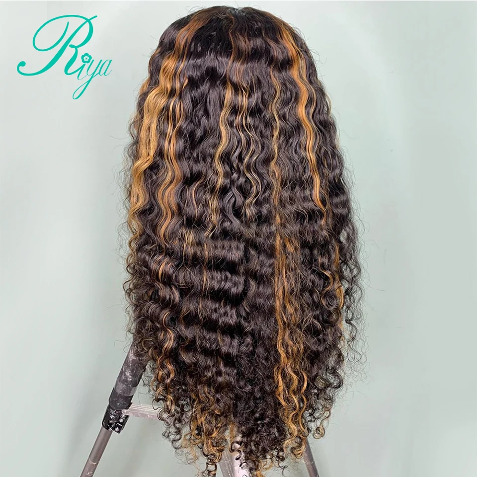 13X4 хайлайтер Омбре цвет вьющийся парик прямые кружевные передние человеческие