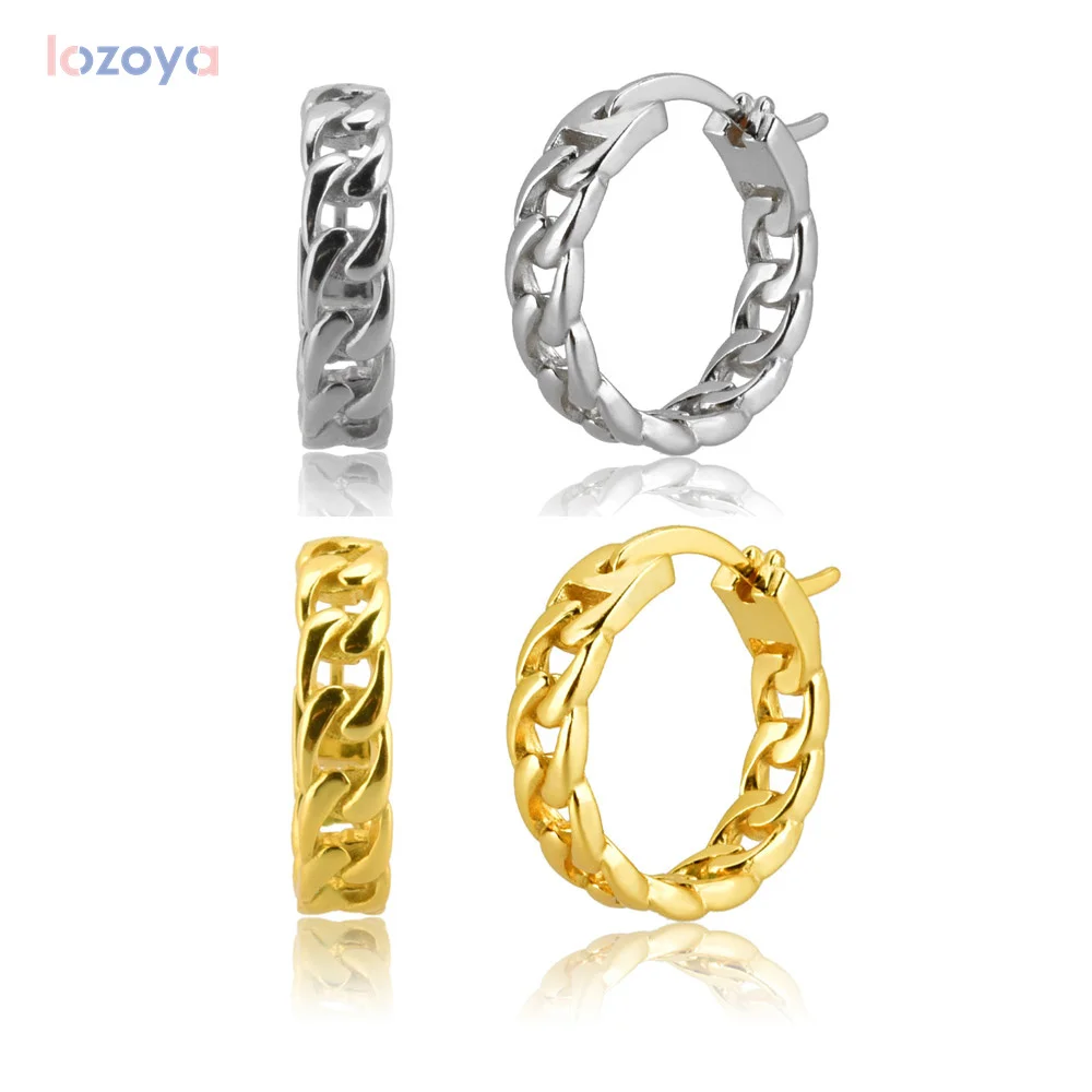 

Женские серьги-кольца LOZOYA 100% дюйма, серебристые/золотистые большие круглые серьги-кольца с цепочкой-шкафчиком 14 мм, роскошные ювелирные изд...