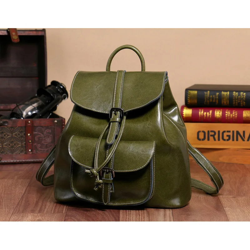 

FIRMRANCH women's backpack 2021 new solid color leather casual school bag travel bag