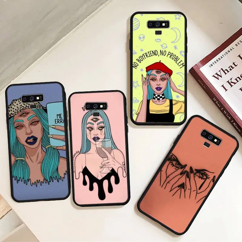 

Aesthetic Devil Woman Bad girl smoke eyes Phone Case For Samsung A50 A51 A71 A20E A20S S10 S20 S21 S30 Plus ultra 5G M11 cover