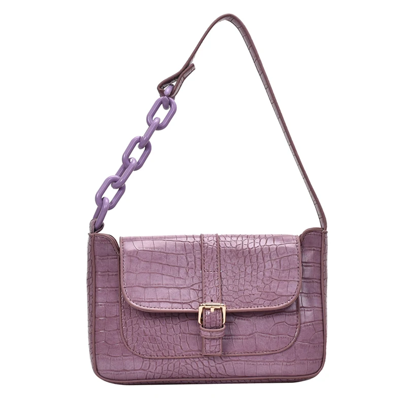 

AXUKES Small PU Leather Crocodile Pattern Shoulder Bags For Women 2020 Elegant Handbags Female Chain Design Totes Lady Hand Bag