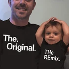 Оригинальная хлопковая семейная одежда Remix, одинаковые костюмы, футболка для отца, сына, ребенка, мальчика, комбинезон Bestfriend Tshirs