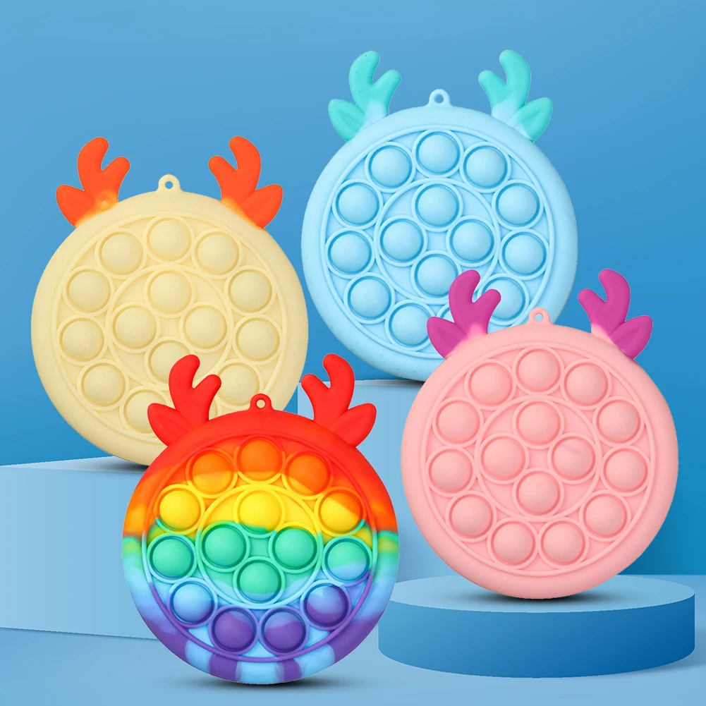 

Bag Pops Fidget Toys Elk Coin Purse Silicone Push Bubble Fingertip Toys Anti-Stress Set Adults Kids Sensory Decompression Toys