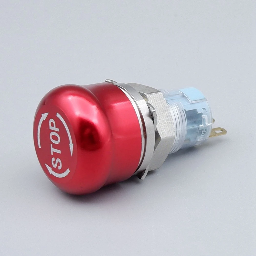 

Кнопочный переключатель аварийной остановки Красный грибной колпачок 1NO1NC 2NO2NC Металлическое оборудование Лифт с фиксацией Самоблокировка 16 19 22 мм