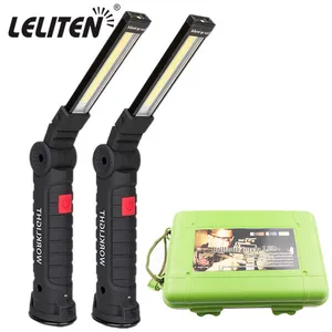 USB Rechargeable With Built-in Battery Set Multi Function Folding Work Light COB LED Camping Torch Flashlight