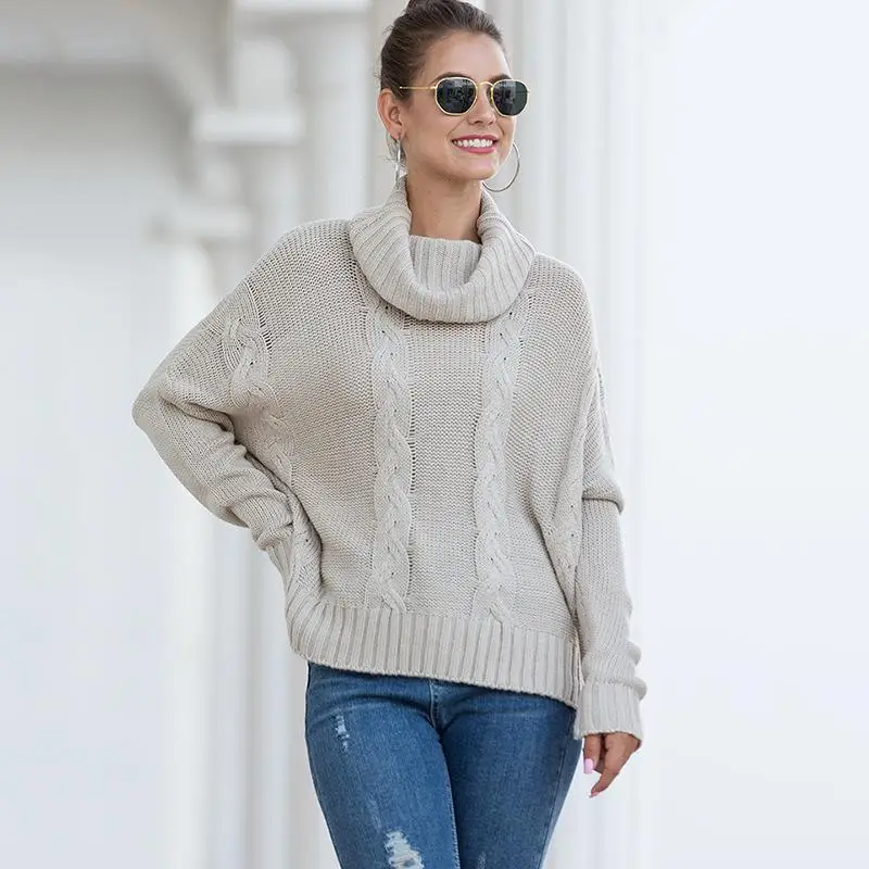 Осенне-зимний свитер с высоким воротом женские свитера женский толстый вязаный