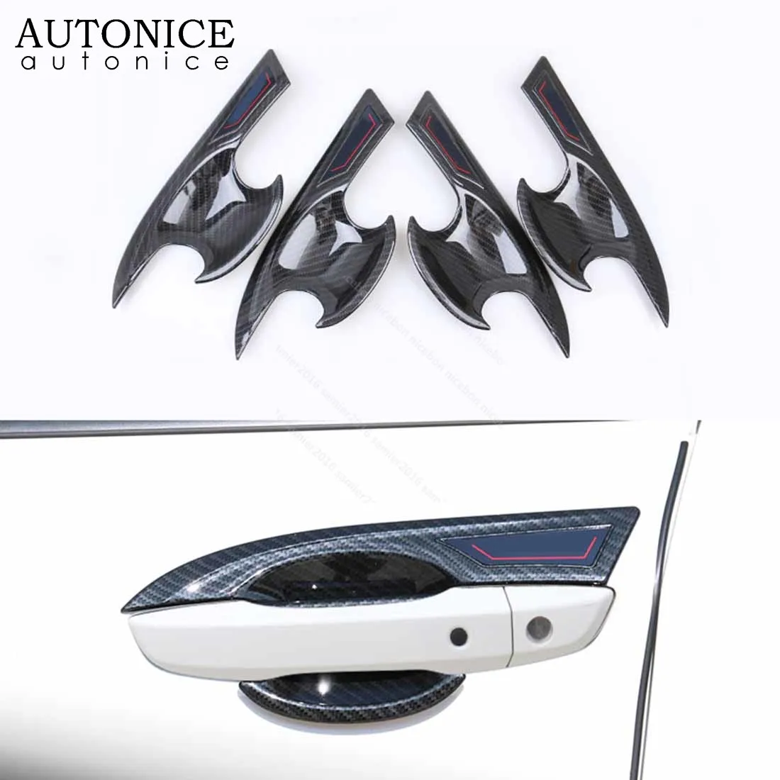 Цветная внешняя дверная ручка из углеродного волокна декоративная накладка