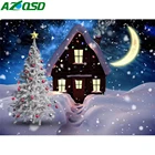 AZQSD 5d алмазная картина дом Зимний снег Стразы Рождественская Алмазная Вышивка Дерево Ночная Луна Пейзаж домашний декор