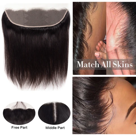 13X4 HD кружево фронтальные Зажимы 5x5 Прозрачная Кружевная застежка прямая кожа Реми кружево Clsoure 8-22 дюйма - изображение