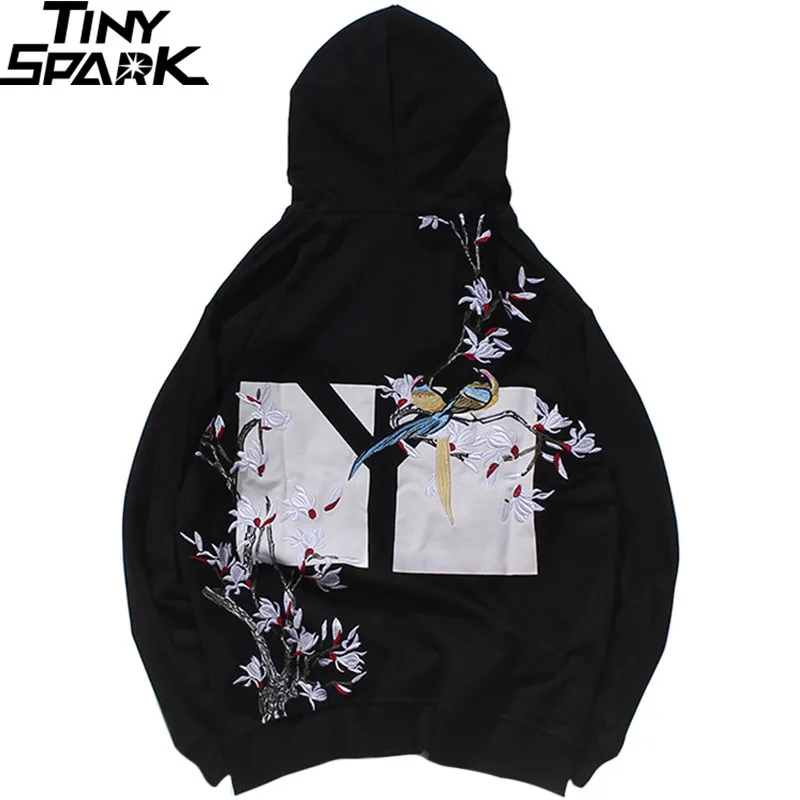 2019 толстовка с капюшоном вышивкой радужные птицы цветочные толстовки Harajuku