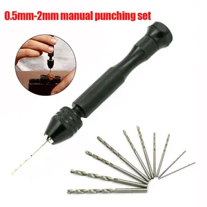 0,3-3,4 мм Мини Микро алюминиевая ручная дрель с бесключевым патроном + 10 шт. спиральная дрель из легированной стали вращающийся инструмент для дерева ювелирных изделий орех