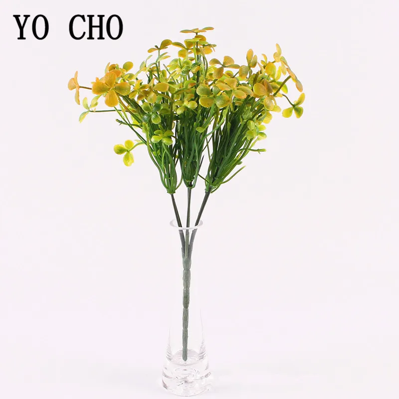 Букет невесты Мода Высокое качество PU искусственные растения 7-вилка зеленый/белый/желтый/белый листья Пластик klimop трава для сада на открытом воздухе украшения поддельные Плант