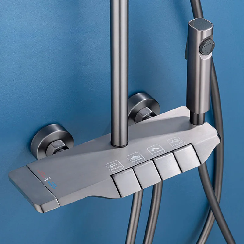 piano keys bathroom shower system wall mounted grey piano shower faucet set with tub spout four function piano bathtub faucet free global shipping