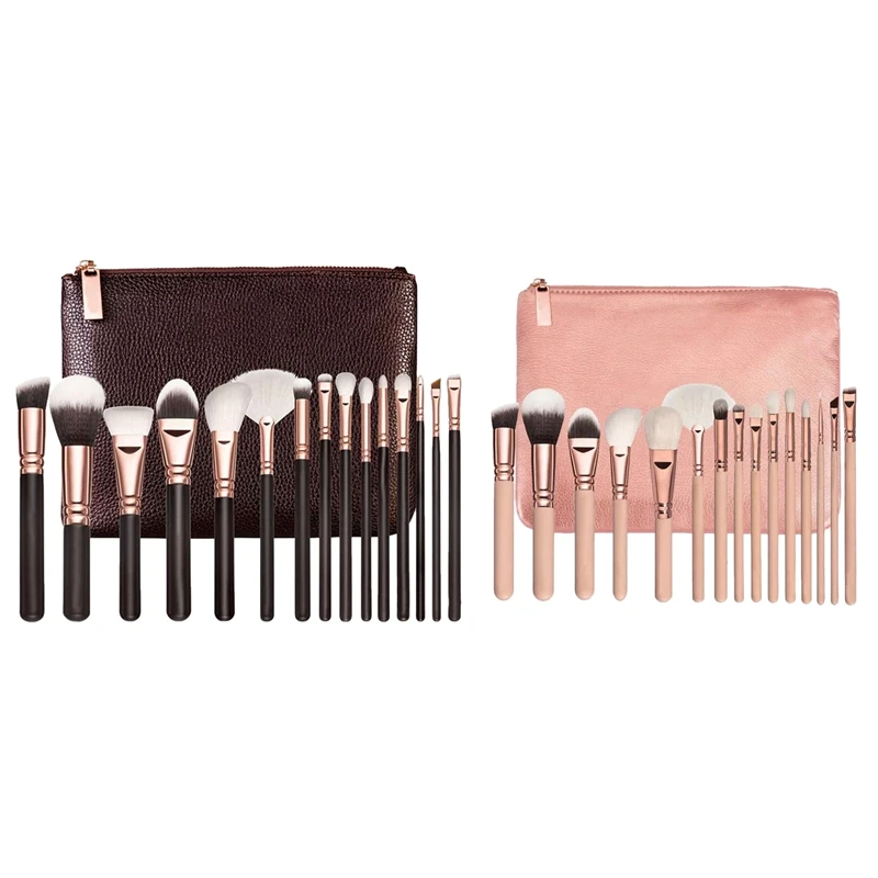 

15 шт., синтетические блестящие тени для век, набор кистей для макияжа с сумкой для макияжа