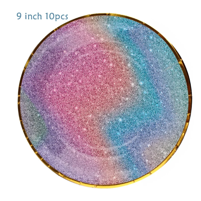 Одноразовые столовые приборы с изображением звездного неба фиолетового цвета |