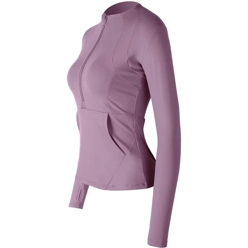 

Slim running fitness suit half zipper quick-drying tight yoga suit long sleeves