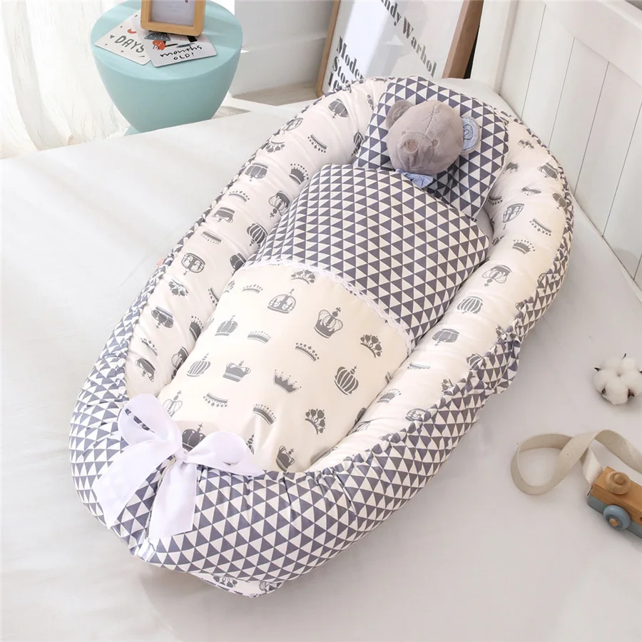

85X50cm Baby Bed Todlder Baby Lounger Baby Nest Cotton Fabric Baby Cribs/cot Bassinet for Girls Boys